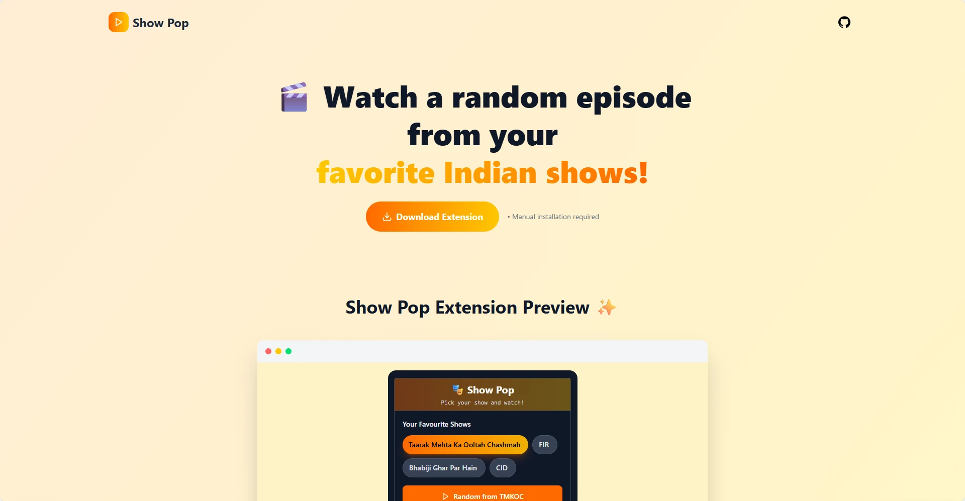 Show Pop Extension